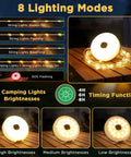 Retractable 33ft Solar Camping String Lights 4 In 1 Lantern With 8 Modes Portable Rechargeable Camp Lamp lighting display