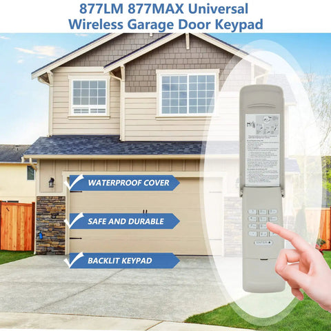 877MAX Garage Door Keypad For Openers Since 1993 315 MHz And 390 MHz No Remote Needed Easy Entry before garage