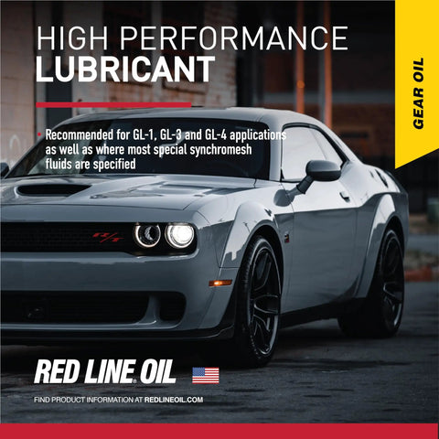 High performance lubricant ad with car, SAE 75W80 Manual Transmission Gear Oil GL 4 API MT For Transaxles 2 Pack One Quart Each