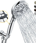 7 Setting Handheld Shower Head With On Off Pause Switch For No Fuss Easy Use High Pressure 4.8 Inch Spray Head 59 Inch Shower Hose