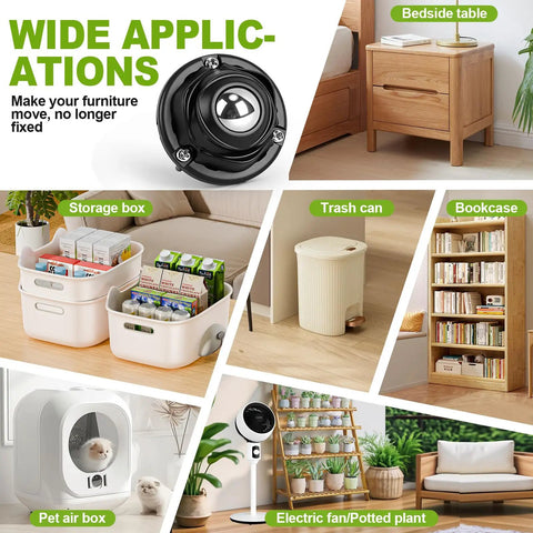 Peel And Stick Caster Wheels For Sliding Heavy Couches And Cabinets Smooth Self Adhesive Rollers For Kitchen Appliances Five Pack shown on furniture.