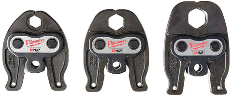 M12 Force Logic Press Tool One Half To One Inch Kit, set of pressing jaws for fast, safe pipe fittings, durable construction.