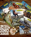 12 dinosaur cards from Jumbo Dino Egg Dig Kit With 12 Surprising Dino Toys Hands On STEM Adventure For Kids Aged 5 To 7