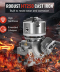 Heavy Duty Rock Solid Six Inch CNC Rotary Table With Three Jaw Chuck and Dividing Head showcasing robust HT250 cast iron design.