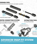Hands On Engineering Kit For Kids 9 Plus Build 9 Real Structures snap-fit parts, extendable rod, and extraction tool detail