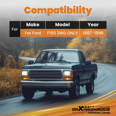 1987-1996 Ford F-150 2WD truck compatibility for 1-2 Inch Drop Shackles Leveling Kit Bolt On Upgrade with corrosion resistant finish