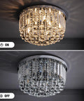 Shimmering Crystal Chandelier Lighting For Bedroom Living Room Hallway Bar And Dining, 8 Lights, Dope Modern Chrome Flush Mount