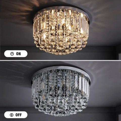 Shimmering Crystal Chandelier Lighting For Bedroom Living Room Hallway Bar And Dining, 8 Lights, Dope Modern Chrome Flush Mount