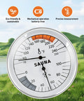 2 In 1 Sauna Thermometer And Hygrometer Fahrenheit And Humidity Gauge For Home Spa Steam Room Real Time Temperature And Humidity Monitor Built To Last With A Durable Mechanical Metal Case, 4-inch dial
