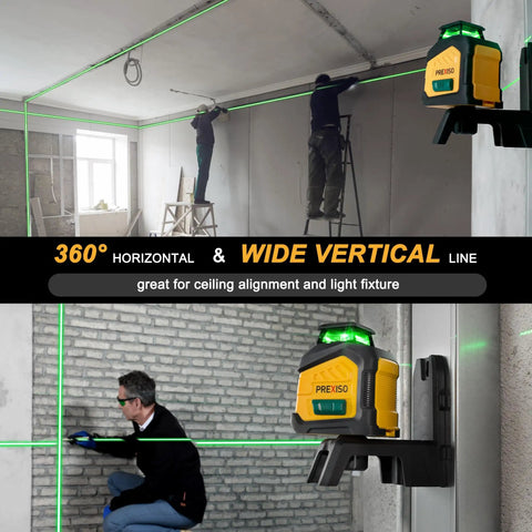 360 Degree Green Laser Level With Tripod And Carry Bag, Self Leveling Cross Line With Wide Angle Vertical Beam, 100 Feet Range, Dual Power, Magnetic Base, Wall Panel Stand, DIY Ready Pro Grade For Construction And Tile Renovation on wall