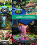 Powerful 5W Solar Powered Water Fountain For Bird Bath With All Glass Panel Colorful Light Show 7 Nozzles in various garden settings