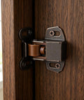 10 Pack Heavy Duty Roller Catch Cabinet Door Latch Set With Spring Loaded Mechanism installed on wood, close-up view.