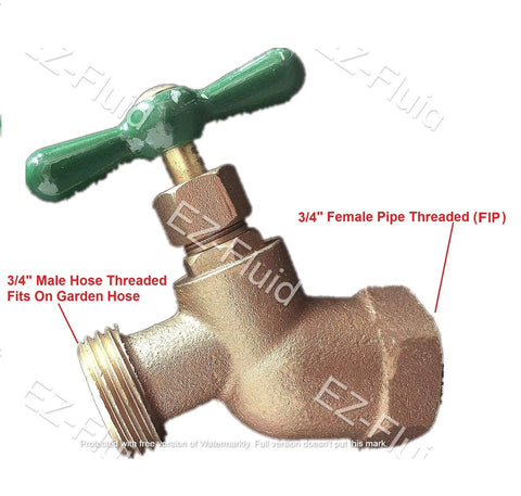 Heavy Duty Solid Brass Garden Hose Bib With 3/4 Inch Fip Inlet And Male Hose Thread Outlet No Kink Outdoor Water Faucet Shut Off Valve detailed view of valve