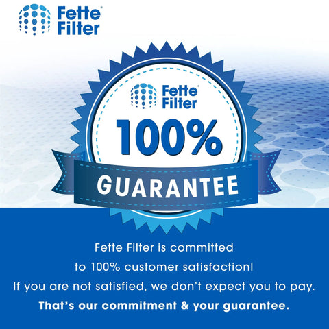 Fette Filter 100% satisfaction guarantee badge with commitment to customer service text.