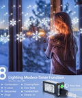 Snowflake Icicle Christmas Lights For Outdoor Decor, 6.5Ft 144LED Curtain String With 12 Drops, 8 Modes, Window Display