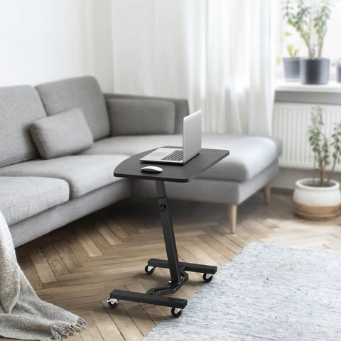 Height Adjustable Laptop Rolling Cart For Ergonomic Workstation Use, Mobile Desk From 28 Inches To 33 Inches in a living room