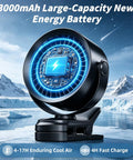 Portable Clip On Fan With Rechargeable USB Power Turbo Airflow 100 Stepless Speeds LED Display 3000mAh battery.