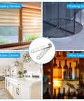 Hidden Door Pivot Hinges 2 Pack 360 Degree Rotation Up Down Shaft Hardware For Secret Doors And Bookcases Sleek Silver Tone Finish Heavy Duty Easy Install PATIKIL shown in various applications including windows, doors, cabinets, and kitchen use.