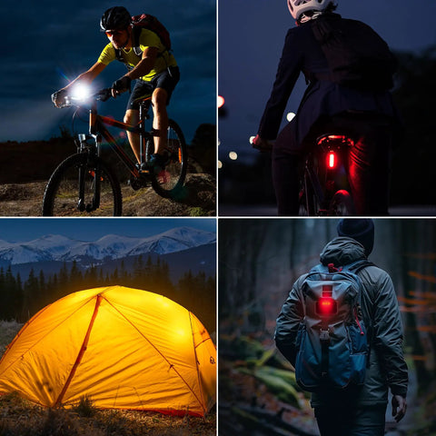 Beefy Bright Bike Light Set With USB Rechargeable Front Headlight And Rear Taillight For Night Riding Waterproof MTB Off Road And City Commuting All Weather Visibility