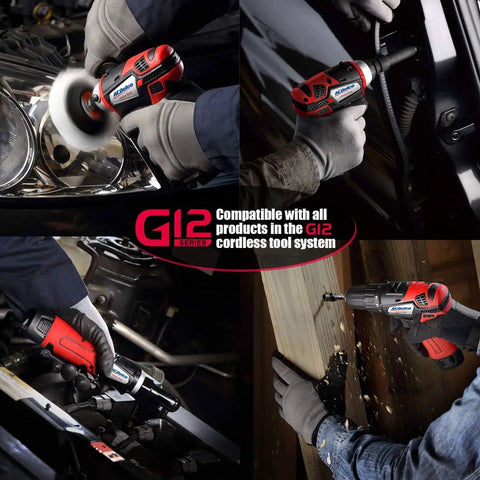G12 Series 12 Volt Cordless Drill Driver With 265 Inch Pounds Torque used for polishing, drilling, and screwdriving