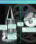 Diagram showing measurements for Twenty Pack 33mm Lug Nut Covers Thread On Four And Three Quarters Inch Spike Style.
