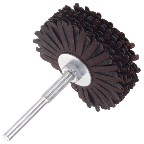 Seven Pack Abrasive Cloth Flap Wheel With One Quarter Inch Shank 80mm Diameter For Woodworking Root Carving And Furniture Polishing Grits 80 120 150 180 240 320 400
