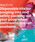All In One Camping Poop Kit 6 Pack With Odor Control Poop Powder Smell Proof Disposal Bags in use outdoors.