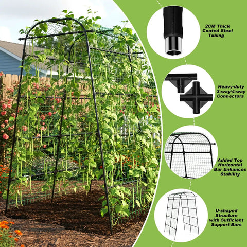 Super Sturdy 7 Foot Garden Arch Trellis For Climbing Plants In Backyard Raised Beds Heavy Duty Coated Metal Arbor For Vegetables