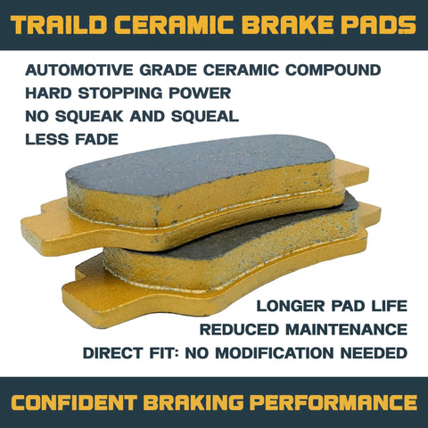 Ceramic brake pad set (front and rear) for Honda Pioneer 1000, gold backing plates