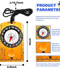4 Pack Waterproof Adjustable Declination Orienteering Compass With Magnifier And Ruler showing dimensions and features