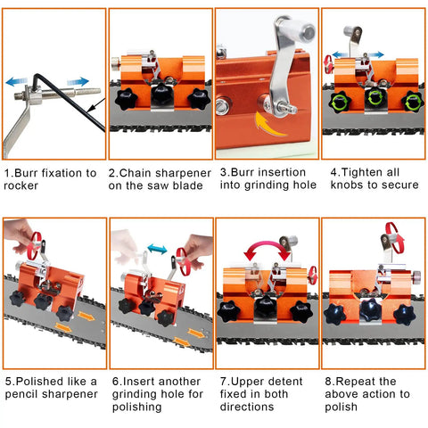 Step-by-step guide using Chainsaw Sharpener Kit With Vise And Hand Crank Sharpening Jig, Portable Chain Saw Sharpener Tool For All Saws
