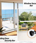 Two Pack Adjustable Sliding Door And Window Security Bar 18 To 51 Inches Extendable Inside Mount White, shown installed on doors and windows