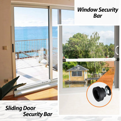 Extendable Window And Sliding Door Security Bar Adjustable From 18 To 51 Inches Inside White Interior Safety Bar on window