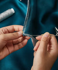 Hands using Six Piece Stainless Steel Serging Hooks Latch Crochet Hooks Set For DIY Weave Knitting Snag Repair Tool Kit