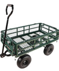 Four Wheel Trailer With Double Deck Detachable Sides, Heavy Duty Steel Utility Cart For Farm, Warehouse, Garden And Yard Work