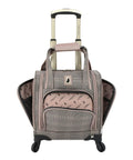 Brentwood IV 15 Inch Under The Seat Rolling Bag With Four Wheels For Airline Travel Rose Charcoal with multiple pockets