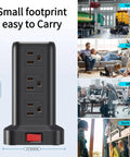 Side view of 16 In 1 Tower Power Strip With 12 AC Outlets And 4 USB Ports Including USB C, 6.5 Ft Extension Cord, Surge Protector
