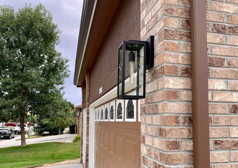 Outdoor Wall Sconce Light Fixture Set Modern Black Aluminum Wall Mount Lamps With Clear Glass Shade 2 Pack Weatherproof Rust Resistant Easy Install Patio Garden Porch Courtyard Lighting