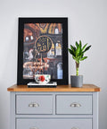 Gray dresser with 15 Pack 3 Inch Drawer Pulls In Brushed Nickel Cabinet Cup Pulls For Kitchen And Bath, plant and framed artwork on top
