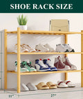 Three Tier Bamboo Shoe Rack Organizer Stackable Free Standing Wooden Shoe Storage Shelf For Closet Entryway Front Door