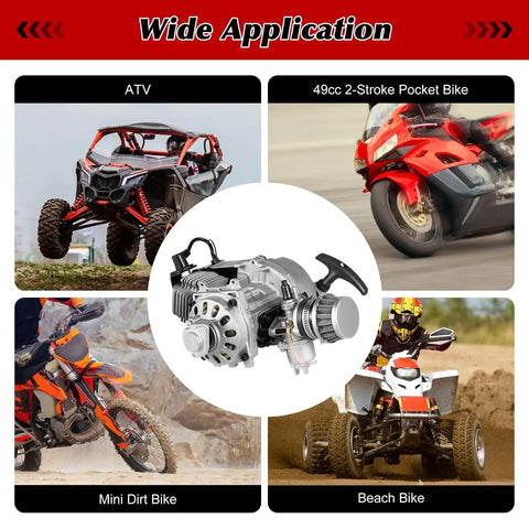 49cc Two Stroke Pull Start Engine Kit With Single Cylinder Air Cooled Design for Go Karts, mini bikes, scooters and ATVs