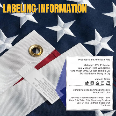 Heavy Duty 3x5 Outdoor American Flag Built Tough From Polyester With Embroidered Stars And Sewn Stripes Brass Grommets Label