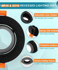 VIAPUICE MR16 GU10 Recessed Light Trim 2.6" Aperture with Spring Clip 2 Pcs showing adjustable inner gimbal and spring clip.