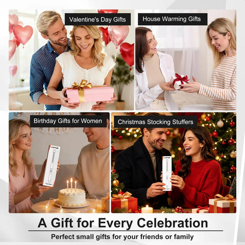Collage of people gifting 2 Pack USB C Rechargeable Candle Lighters With 360 Degree Flexible Neck And Safety Lock, Windproof Flameless Lighters For Candles, Grills, BBQs, Gas Stoves, Long Stem on various occasions.