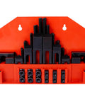 58 Piece T-Slot Clamping Kit For Milling Machinists With T-Slot Cleaner And Tightening Wrench Red storage case view