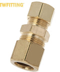 Brass Compression Reducing Union Kit 3/16 To 3/8 Inch OD plumbing fitting, featuring brass material and heavy-duty design.