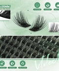 Enchantress Lash Clusters Kit For DIY Lash Extensions, ultra-thin band detailed view, 0.05mm thickness, top view layout