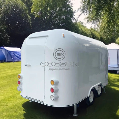 Ready To Roll Fully Equipped Mobile Food Trailer With Custom Kitchen Setup For Concessions Or Coffee Cart Turnkey Deal Built Dope For Busy Street Vendors And Outdoor Markets All Week Long, rear view with lights.