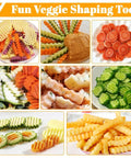 Nogeqi stainless steel crinkle cutter for vegetables; wavy blade for fries and carrot/potato shapes