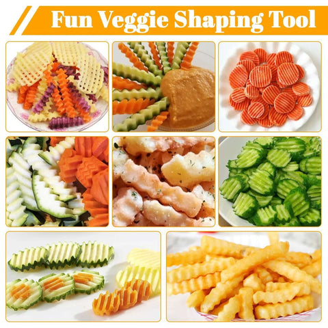 Nogeqi stainless steel crinkle cutter for vegetables; wavy blade for fries and carrot/potato shapes